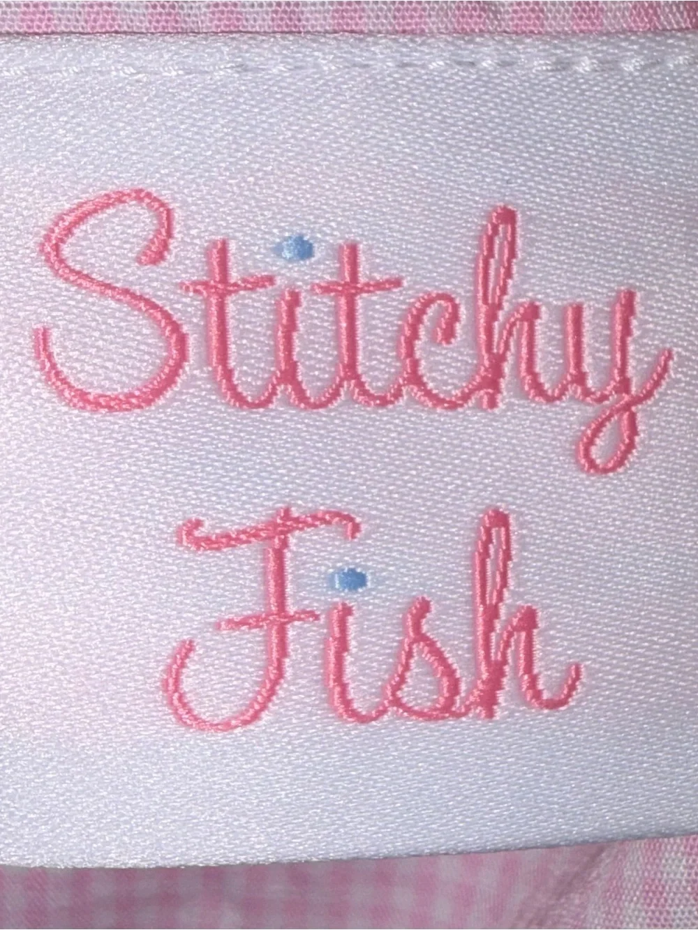 Stitchy Fish smocked pink gingham diaper set w/side bows 18 months NWT